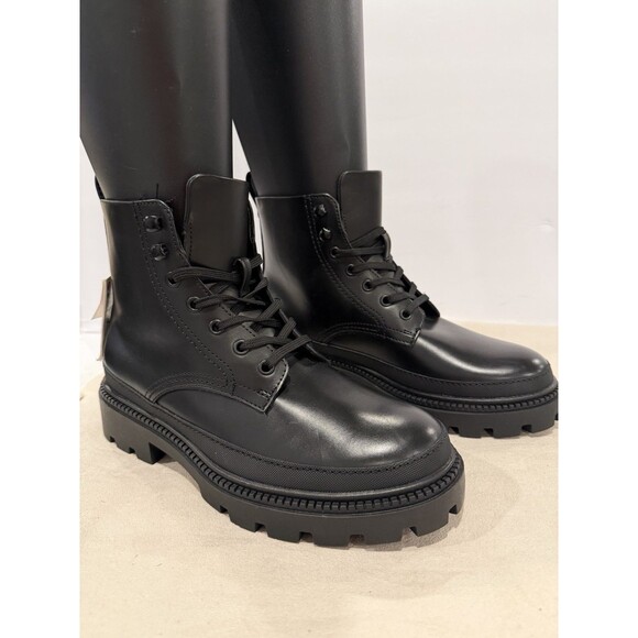 ZARA Men Black Lace-Up Lug Style Boots Faux Leather Size US 7 EUR 40 2016/220 main image 11